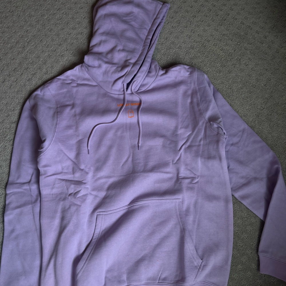 LONELY GHOST - text me when home. Purple and orange. Size XL
